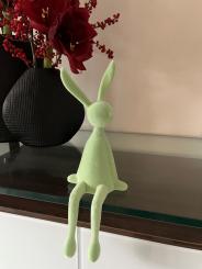 Kantenhocker Hase mint grün Velours Samtoptik 37 cm 