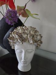 Frauenbüste Vase Kopf mit Rosen Keramik Handarbeit 25 cm 