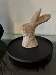 XL Hase auf Platte Holz/Metall Etagere/Tablett, 30/25 cm WMG Wohnmanufactur 