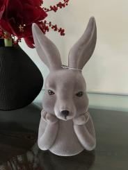 XL Hase Büste denkend grau braun Samtoptik Ostern Osterdeko 30 cm 