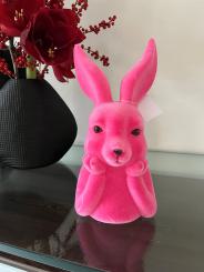 XL Hase Büste denkend pink Samtoptik Ostern Osterdeko 30 cm 