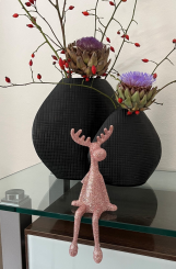 Kantenhocker Elch rosa rosé altrosa Glitzer 33 cm 