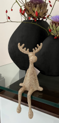 Kantenhocker Elch gold Glitzer 33 cm 