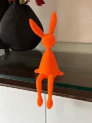 Kantenhocker Hase orange Velours Samtoptik 28 cm 