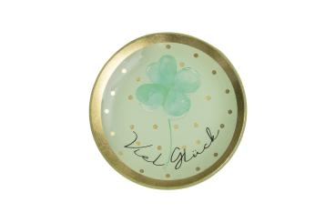 Gift CompanyLove Plates, Glasteller S, Viel Glück, rund, mint 