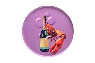 Gift Company Love Trays, Dekotablett, M, Motiv: Champagner und Hummer, violett 
