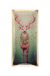 Gift Company Love Plates, Glasteller, L, Rentier, grün 