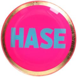 Gift Company Love Plates, Glasteller S, Motiv: Hase, rund, neon pink 
