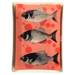Gift Company Love Plates, Glasteller M, Motiv: Fische, orange/schwarz 