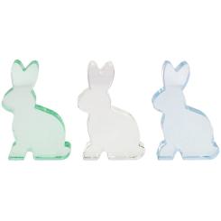 Gift Company Honey Bunny Hase, Glas,  flach, transparent/hellblau/hellgrün 