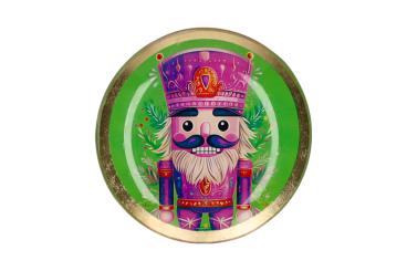 Gift Company Love Plates, Glasteller S, Motiv: Nussknacker, rund, grün/lila 