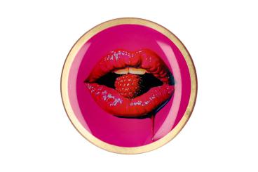 Gift Company Love Plates, Glasteller M, Motiv: Mund, rund, pink 