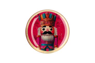 Gift Company Love Plates, Glasteller M, Motiv: Nussknacker, rund, pink 
