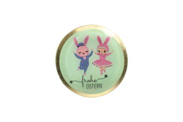 Love Plates, Glasteller M, Motiv: frohe Ostern, rund, mint 