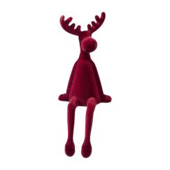 Kantenhocker Elch bordeaux rot Velours Samtoptik 33 cm 