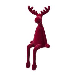 Kantenhocker Elch bordeaux rot Velours Samtoptik 28 cm 
