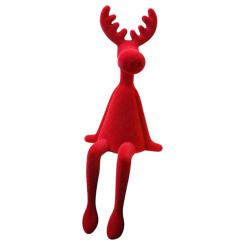 Kantenhocker Elch rot Velours Samtoptik 33 cm 
