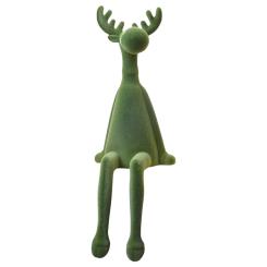 XL Kantenhocker Elch grün Velours Samtoptik 60 cm 