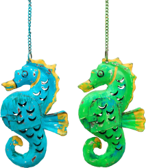 Windlicht Seepferd zum hängen Metall Deko Garten Terrasse Balkon 2 Modelle 