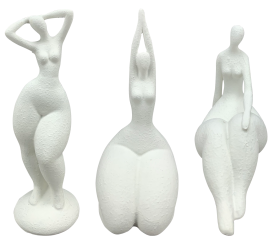 Frau Skulptur Dicke Dame Rubens Modell creme weiß, 3 Modelle 