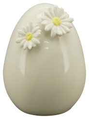 Ei mit Blüte Keramik creme weiß Deko Ostern 