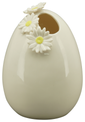 Ei Vase mit Blüte Keramik creme weiß Deko Ostern 