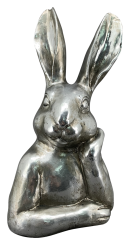 XL Hase Büste silber Osterdeko 36,5 cm 