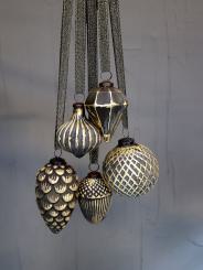 Chic Antique Weihnachtskugel Hänger kohle gold Landhaus Shabby, 3 Modelle 