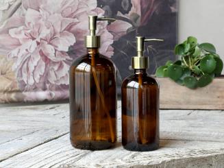 Chic Antique Seifenspender Flasche 2 Pumpen braun Glas Landhaus Shabby 2 Größen 