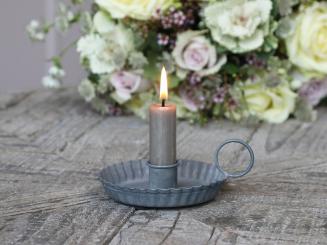 Chic Antique Kammerleuchter grau Zink Metall Brocante Shabby Landhaus 