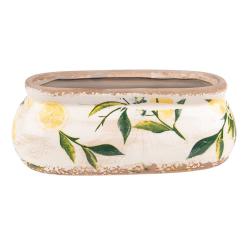 Blumentopf Übertopf Jardiniere 18x7x7 cm Keramik Zitrone Oval Clayre & Eef 