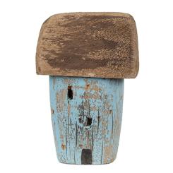 Clayre & Eef Dekorationsfigur Haus 10 cm Blau Braun Holz maritim 