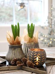 Chic Antique Teelichthalter Glas kohle gold Orient Shabby Landhaus 3 Modelle 