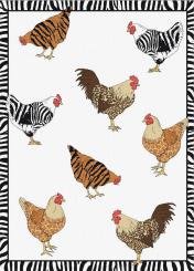 Geschirrtuch Zebrahühner, Halbleinen, Fa. Kracht 
