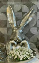 XL Hase Büste silber Osterdeko 30 cm 