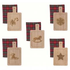 Geschirrtuch rot kariert mit Schneidebrett, 5 Motive, Blanc Mariclo Landhaus 