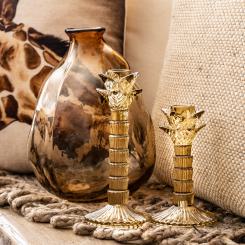 Vase organische Form gold mokka braun Shabby Brocante, 2 Größen Mars & More 