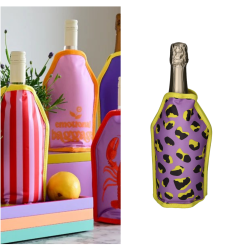 Gift Company Froid, Kühlmanschette, Flaschenkühler,  Motiv: Leomuster, lila/schwarz/gelb 