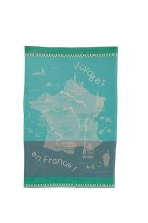 Geschirrtuch Jacquard VOYAGE EN FRANCE BLEU Coucke 