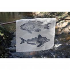 Geschirrtuch FischTrio anthrazit Handsiebdruck, Leinen, hochwertig exquisit Fa. Frohstoff 