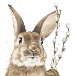 20 Servietten, Serviettentechnik Fred white Hase Ostern,  33x33 PPD 
