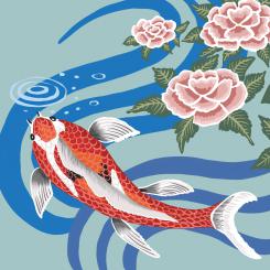 20 Servietten, Serviettentechnik Tamura Koi Fisch  33x33 PPD 