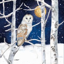 20 Servietten, Serviettentechnik Winter Owl Eule ppd, 33x33 