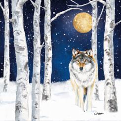 20 Servietten, Serviettentechnik Winter Wolf ppd, 33x33 
