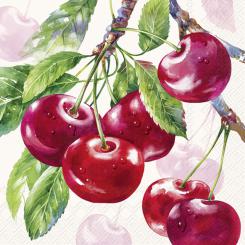 20 Servietten, CHERRY FRUITS cream IHR, 33x33 