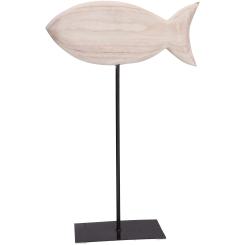Deko Holz Fisch Blair auf Fuß natur weiß 37 cm Vosteen 