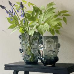 Gift Company Vase Windlicht Cashmere massiv Rauchglas Unikat/Handarbeit 2 Größen 