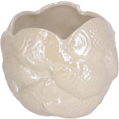 Keramik Kübel Fisch "Mirinda" 13 x 11 cm, creme weiß Vosteen 