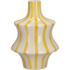 Keramik Vase "Finley" Streifen gelb weiß mediterran Vosteen 