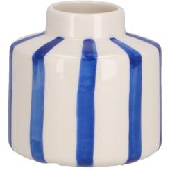 Kleine Keramik Vase "Finley" Streifen blau weiß mediterran Vosteen 